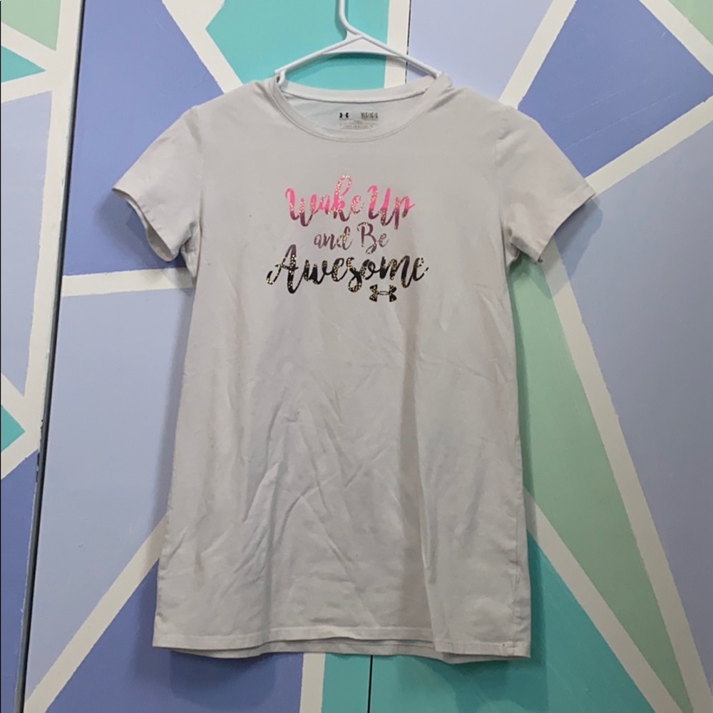 White Under Armour t-shirt.
